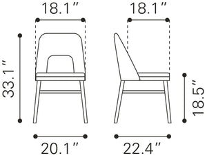 Zuo Modern Iago 100% Polyester, Rubberwood Scandinavian Commercial Grade Dining Chair Set - Set of 2 Gray, Black 100% Polyester, Rubberwood