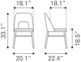 Zuo Modern Iago 100% Polyester, Rubberwood Scandinavian Commercial Grade Dining Chair Set - Set of 2 Gray, Black 100% Polyester, Rubberwood