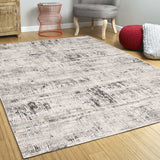 3'x5' Ivory Silver Machine Woven Abstract Scratch Indoor Area Rug