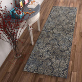 2' x 7' Slate Blue Ancient Viscose Runner Rug