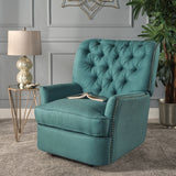 Salomo Tufted Dark Teal Fabric Power Recliner Noble House