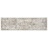 7' Ivory Machine Woven Distressed Floral Traditional Indoor Runner Rug