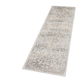 7' Ivory Machine Woven Distressed Floral Vines Indoor Runner Rug