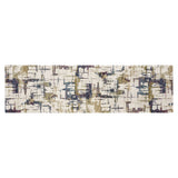 7' Ivory Machine Woven Abstract Brushstrokes Indoor Runner Rug