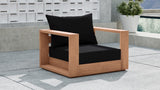 Tulum Waterproof Fabric / Teak Wood / Foam Contemporary Black Waterproof Fabric Outdoor Chair - 39.5" W x 33.5" D x 22.5" H