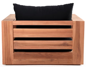 Tulum Waterproof Fabric / Teak Wood / Foam Contemporary Black Waterproof Fabric Outdoor Chair - 39.5" W x 33.5" D x 22.5" H