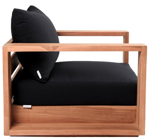 Tulum Waterproof Fabric / Teak Wood / Foam Contemporary Black Waterproof Fabric Outdoor Chair - 39.5" W x 33.5" D x 22.5" H