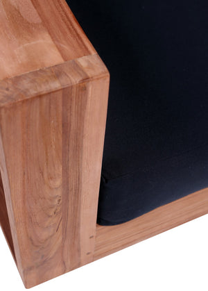 Tulum Waterproof Fabric / Teak Wood / Foam Contemporary Black Waterproof Fabric Outdoor Loveseat - 63" W x 33.5" D x 22.5" H