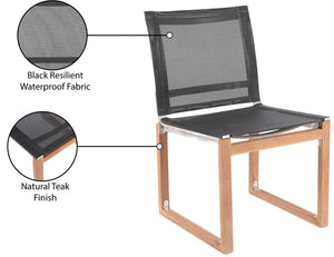 Tulum Waterproof Mesh Fabric / Teak Wood / Foam Contemporary Black Waterproof Fabric Outdoor Patio Dining Side Chair - 20" W x 23.5" D x 33.5" H