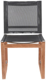 Tulum Waterproof Mesh Fabric / Teak Wood / Foam Contemporary Black Waterproof Fabric Outdoor Patio Dining Side Chair - 20" W x 23.5" D x 33.5" H