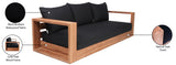 Tulum Waterproof Fabric / Teak Wood / Foam Contemporary Black Waterproof Fabric Outdoor Sofa - 87" W x 33.5" D x 22.5" H