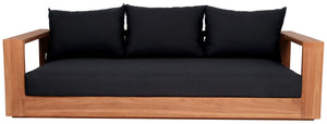 Tulum Waterproof Fabric / Teak Wood / Foam Contemporary Black Waterproof Fabric Outdoor Sofa - 87" W x 33.5" D x 22.5" H