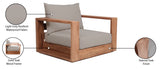 Tulum Waterproof Fabric / Teak Wood / Foam Contemporary Grey Waterproof Fabric Outdoor Chair - 39.5" W x 33.5" D x 22.5" H