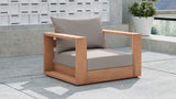 Tulum Waterproof Fabric / Teak Wood / Foam Contemporary Grey Waterproof Fabric Outdoor Chair - 39.5" W x 33.5" D x 22.5" H