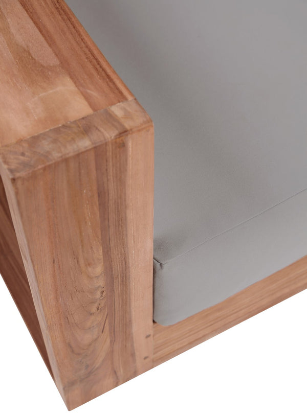 Tulum Waterproof Fabric / Teak Wood / Foam Contemporary Grey Waterproof Fabric Outdoor Loveseat - 63" W x 33.5" D x 22.5" H