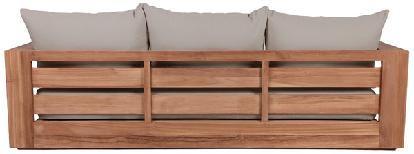 Tulum Waterproof Fabric / Teak Wood / Foam Contemporary Grey Waterproof Fabric Outdoor Sofa - 87" W x 33.5" D x 22.5" H