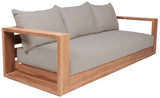 Tulum Waterproof Fabric / Teak Wood / Foam Contemporary Grey Waterproof Fabric Outdoor Sofa - 87" W x 33.5" D x 22.5" H