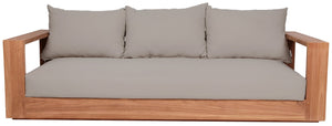 Tulum Waterproof Fabric / Teak Wood / Foam Contemporary Grey Waterproof Fabric Outdoor Sofa - 87" W x 33.5" D x 22.5" H