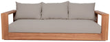 Tulum Waterproof Fabric / Teak Wood / Foam Contemporary Grey Waterproof Fabric Outdoor Sofa - 87" W x 33.5" D x 22.5" H