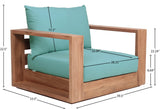 Tulum Waterproof Fabric / Teak Wood / Foam Contemporary Blue Waterproof Fabric Outdoor Chair - 39.5" W x 33.5" D x 22.5" H
