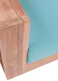 Tulum Waterproof Fabric / Teak Wood / Foam Contemporary Blue Waterproof Fabric Outdoor Loveseat - 63" W x 33.5" D x 22.5" H