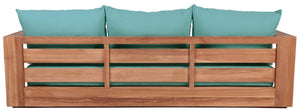 Tulum Waterproof Fabric / Teak Wood / Foam Contemporary Blue Waterproof Fabric Outdoor Sofa - 87" W x 33.5" D x 22.5" H