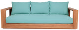 Tulum Waterproof Fabric / Teak Wood / Foam Contemporary Blue Waterproof Fabric Outdoor Sofa - 87" W x 33.5" D x 22.5" H