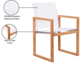 Tulum Waterproof Mesh Fabric / Teak Wood / Foam Contemporary Off White Waterproof Fabric Outdoor Patio Dining Arm Chair - 23.5" W x 23.5" D x 33.5" H