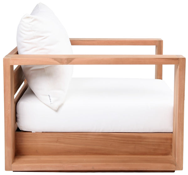 Tulum Waterproof Fabric / Teak Wood / Foam Contemporary Off White Waterproof Fabric Outdoor Chair - 39.5" W x 33.5" D x 22.5" H