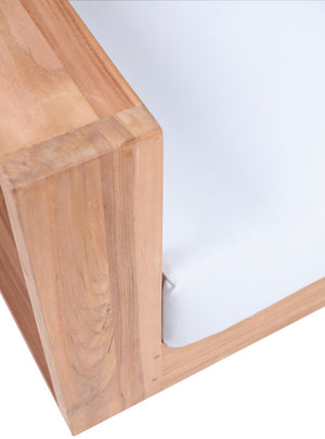 Tulum Waterproof Fabric / Teak Wood / Foam Contemporary Off White Waterproof Fabric Outdoor Loveseat - 63" W x 33.5" D x 22.5" H