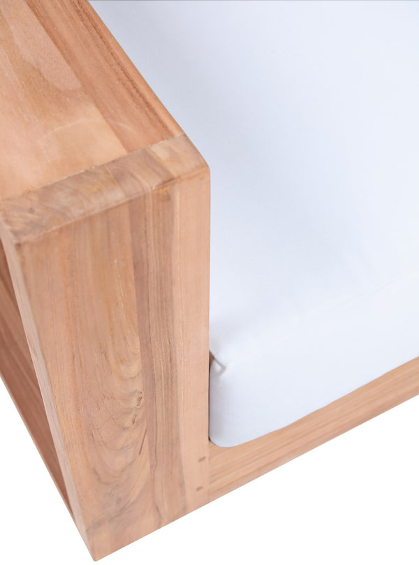 Tulum Waterproof Fabric / Teak Wood / Foam Contemporary Off White Waterproof Fabric Outdoor Loveseat - 63" W x 33.5" D x 22.5" H