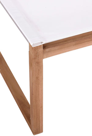 Tulum Waterproof Mesh Fabric / Teak Wood / Foam Contemporary Off White Waterproof Fabric Outdoor Patio Dining Side Chair - 20" W x 23.5" D x 33.5" H