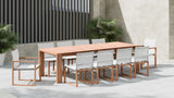 Tulum Waterproof Mesh Fabric / Teak Wood / Foam Contemporary Off White Waterproof Fabric Outdoor Patio Dining Side Chair - 20" W x 23.5" D x 33.5" H