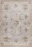 5' x 8' Light Grey Floral Vines Bordered Area Rug