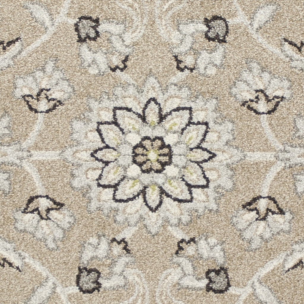 5'x8' Beige Grey Machine Woven UV Treated Floral Traditional Indoor Outdoor Area Rug
