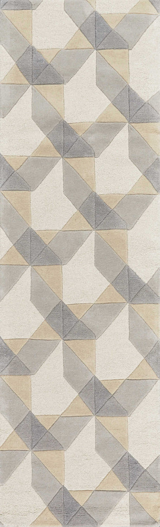 2' x 7' Ivory or Grey Geometric Wool Runner Rug