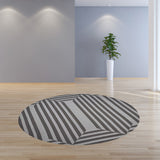 7' Round UV treated Polypropylene Charcoal Area Rug