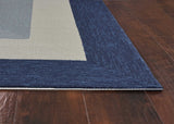 7' Square UV treated Polypropylene Slate or Navy Area Rug