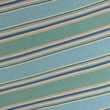 8' Ocean Blue Hand Hooked UV Treated Awning Stripes Round Indoor Outdoor Area Rug