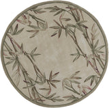 6' Ivory Hand Tufted Tropical Bamboo Round Indoor Area Rug