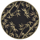 5' Round Wool Black Area Rug