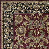 8'x11' Red Black Machine Woven Floral Traditional Indoor Area Rug