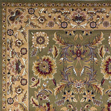 8'x11' Green Taupe Machine Woven Floral Traditional Indoor Area Rug