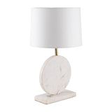 Sagebrook Home Contemporary Marble, 25"h Round Table Lamp, White/off White 50736 White Marble