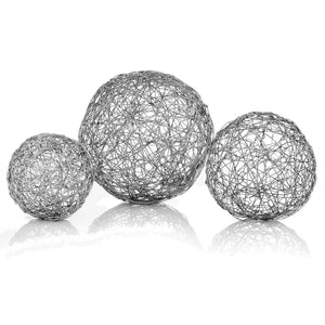 3' x 3' x 3' Shiny Nickel Silver Wire Spheres Box of 3