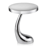 HomeRoots Buffed Aluminum Curve Side End Table 354658-HOMEROOTS 354658