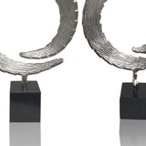 3.75' x 12' x 16.5' Silver and Black Marble Large Tail Sculpture