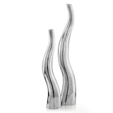 HomeRoots Set Of 2 Modern Tall Silver Squiggly Vases 354815-HOMEROOTS 354815