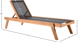 Tulum Waterproof Mesh Fabric / Teak Wood / Foam Contemporary Black Waterproof Fabric Outdoor Patio Lounger - 26" W x 79" D x 14" H