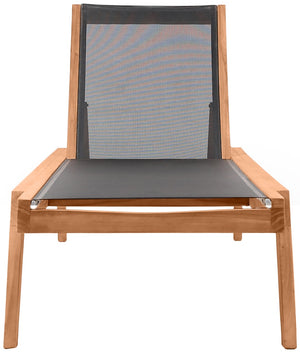 Tulum Waterproof Mesh Fabric / Teak Wood / Foam Contemporary Black Waterproof Fabric Outdoor Patio Lounger - 26" W x 79" D x 14" H